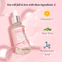Prolixr Vitamin C Face Serum | For Skin Brightening And Pigmentation | With Aloe Vera & Hyaluronic Acid | Serum for acne and dark spots- For Men & Women - All Skin Types - 30ml