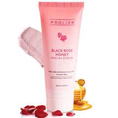 Prolixr Black Rose Honey Exfoliating Face Scrub - Tan | Blackhead | Whitehead | Pigmentation - Suitable for All Skin Types - 20ml