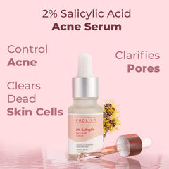Prolixr 2% Salicylic Anti-Acne Serum - Acne | Blackheads | Open Pores | Marks | Excess Oil | Smoothens Skin | All Skin Types - 10ml (Mini Travel Size)