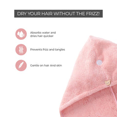 PROLIXR Microfiber Hair Towel Wrap | Quick Drying | Frizz-Free Hair | Super Absorbent | Gentle on Hair and Skin Hair Types | Microfibre Towel (Pink) | Created by Savio John Pereira