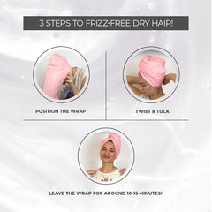 PROLIXR Microfiber Hair Towel Wrap | Quick Drying | Frizz-Free Hair | Super Absorbent | Gentle on Hair and Skin Hair Types | Microfibre Towel (Pink) | Created by Savio John Pereira