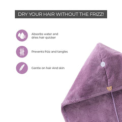 PROLIXR Microfiber Hair Towel Wrap | Quick Drying | Frizz-Free Hair | Super Absorbent | Gentle on Hair and Skin Hair Types | Microfibre Towel (Lavender) | Created by Savio John Pereira