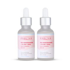 Prolixr 10% Niacinamide + 1% Hyaluronic Acid + Zinc Skin Clearing Face Serum | Acne Marks & Blemishes | Oil Balancing - 30+30 ml (pack of 2)
