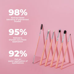 Prolixr Eye Makeup Brush Set - Professional Brushes | Precise, Even Application, Seamless Blending | Hygienic and Vegan | Includes Pink Travel Pouch - 6 Piece Set