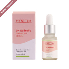 Prolixr 2% Salicylic Anti-Acne Serum - Acne | Blackheads | Open Pores | Marks | Excess Oil | Smoothens Skin | All Skin Types - 10ml (Mini Travel Size)