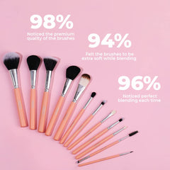 Prolixr Eye Makeup Brush Set - Professional Brushes | Precise, Even Application, Seamless Blending, Hygienic and Vegan | Includes Pink Travel Pouch - 12 Piece Set