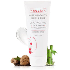 Prolixr's Jeju Volcanic Face Wash - Green Tea & Bamboo Extract | Skin Brightening | Clear Skin | Korean Skin Care - 100ml