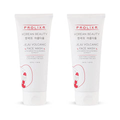 Prolixr's Jeju Volcanic Face Wash - With Green Tea & Bamboo Extract - For Skin Brightening & Clear Skin - Korean Skin Care Products - For All Skin Types - Pack Of 2