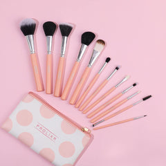 Prolixr Eye Makeup Brush Set - Professional Brushes | Precise, Even Application, Seamless Blending, Hygienic and Vegan | Includes Pink Travel Pouch - 12 Piece Set