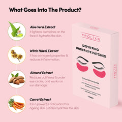 Prolixr Depuffing Under Eye Patches - Collagen Booster | Aging | Puffiness | Dark Circles | Cooling | Hydrating | Men & Women - 5 Patches