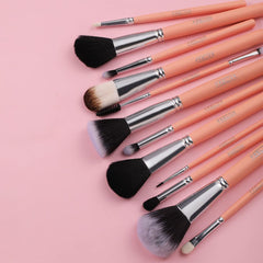 Prolixr Eye Makeup Brush Set - Professional Brushes | Precise, Even Application, Seamless Blending, Hygienic and Vegan | Includes Pink Travel Pouch - 12 Piece Set