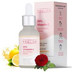 Prolixr 20% Vitamin C Brightening Face Serum - Effective Skin Brightening Serum | Dark Spots | Pigmentation | For Glowing Skin - All Skin Types (30 ml)