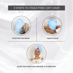 PROLIXR Microfiber Hair Towel Wrap | Quick Drying | Frizz-Free Hair | Super Absorbent | Gentle on Hair and Skin Hair Types | Microfibre Towel (Blue) | Created by Savio John Pereira