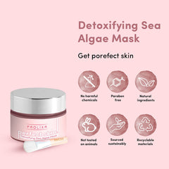 Prolixr - Detoxifying Sea Algae Full Face Mask |Pore Minimizer & Pore Cleaner with Face Mask Brush Applicator | Face mask for glowing skin | Face mask for men & women | 50g