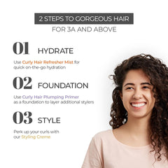 Curly Hair Plumping Primer, Cream and Refresher Mist Set | Frizzy, Curly Hair Products | Hair spray | Hair care for curly hair | Magic hair care for curls | Created by Savio John Pereira (pack of 3)